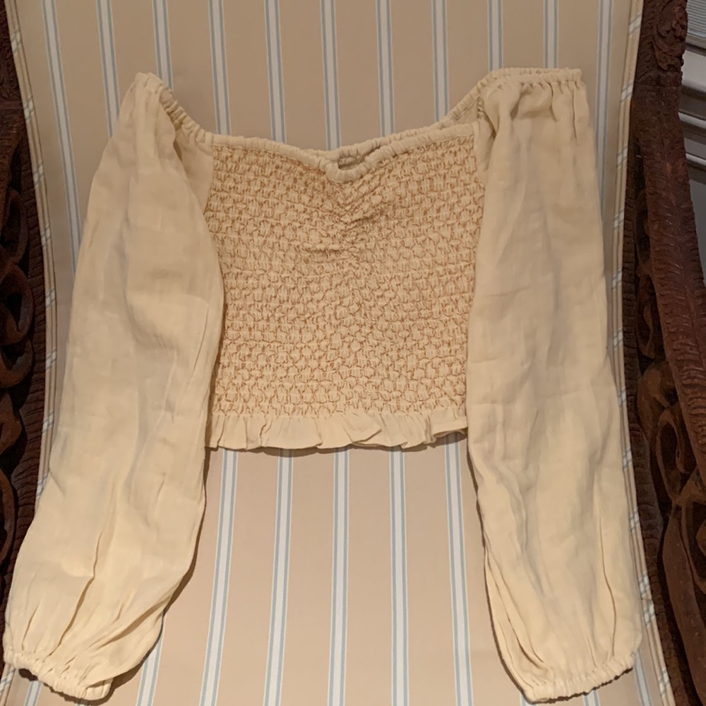 SPELL & THE GYPSY COLLECTIVE JESSE JANE CROPPED BLOUSE IN HONEY SIZE SMALL - Picture 5 of 15